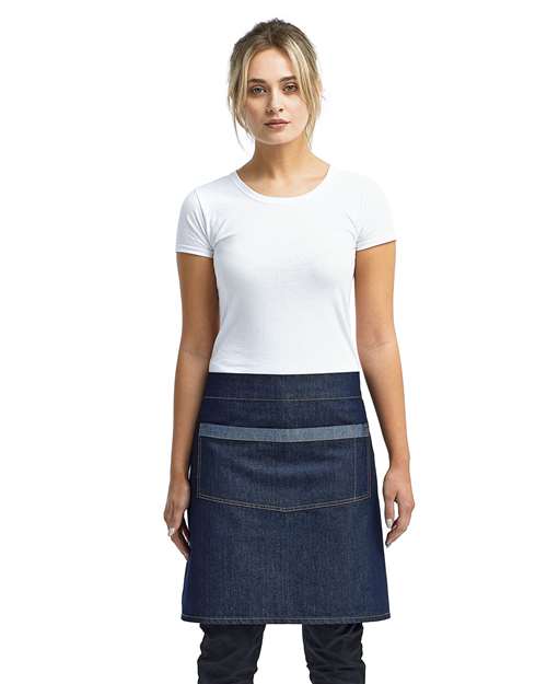 Domain Contrast Denim Waist Apron with Pocket - RP128