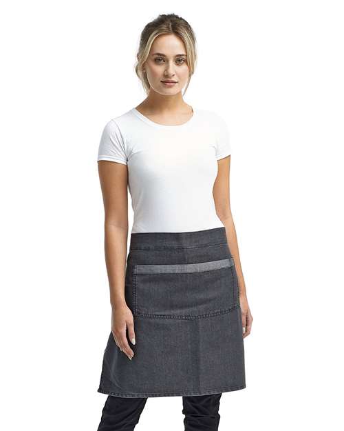 Domain Contrast Denim Waist Apron with Pocket - RP128