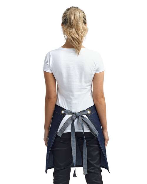 Domain Contrast Denim Waist Apron with Pocket - RP128